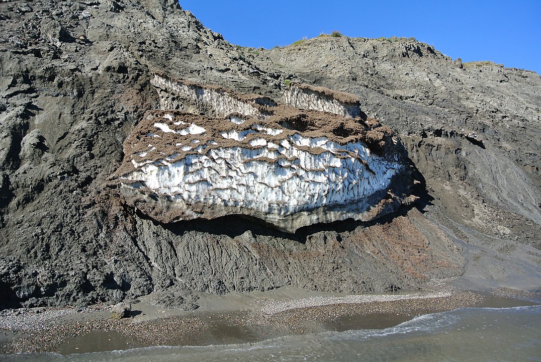 Permafrost and ice in Herschel Island, Canada, 2012.