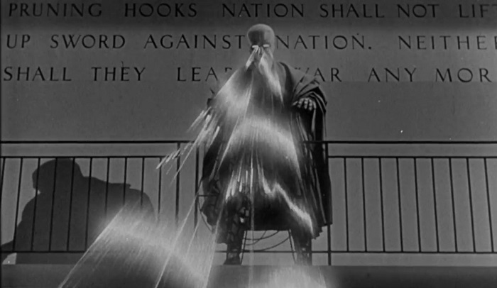 The creature in the movie Colossus of New York with his laser beam-gaze.