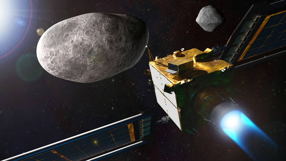 DART crashing a satellite into an asteroid for planet defense