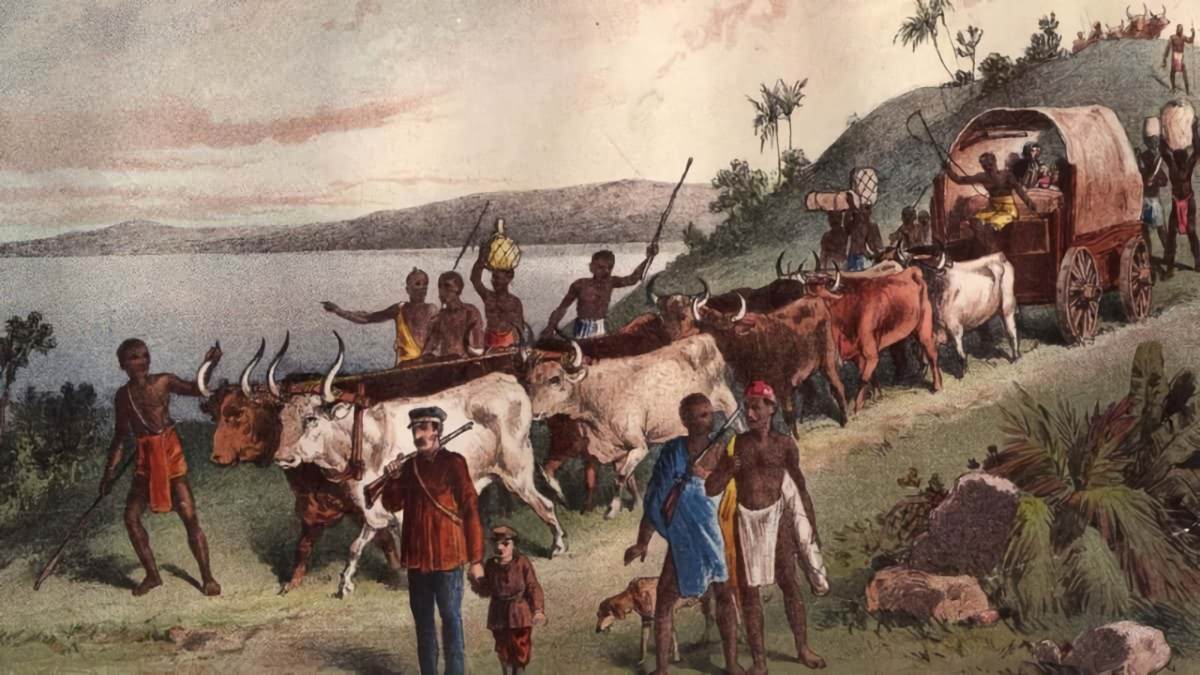 Dr. David Livingstones Arrival At Lake Ngami, Botswana, South Africa In 1849. 