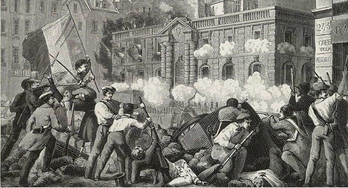 The roadblocks during the 1848 revolution in Paris.