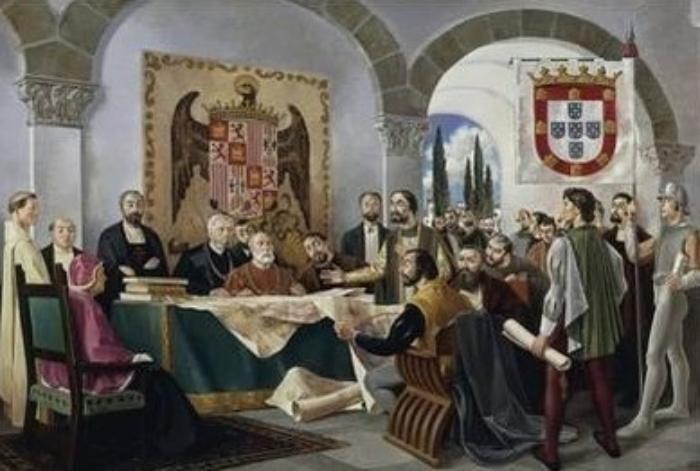 Treaty of Tordesillas (1494): Splitting the World in Two 2 Spain and Portugal sign the Tordesillas Treaty on June 7th, 1494.