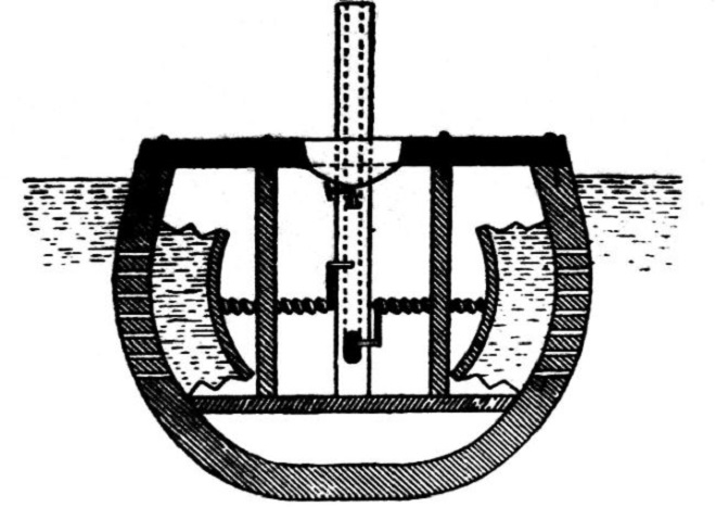 William Bourne. The first known drawing of an underwater vehicle.