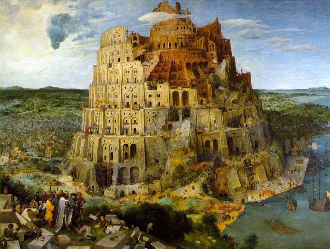 The Tower of Babel mentioned in Genesis.