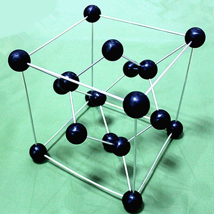 The atomic structure of a diamond.