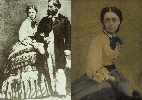 Edgar Degas used the photo of Princess Metternich (left) to portray her (right).