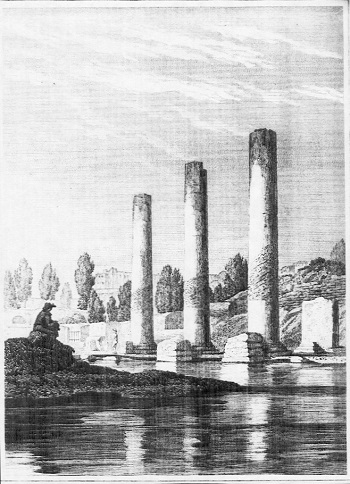 The illustrated frontispiece of Lyell's Principles of Geology, 1830-1833,