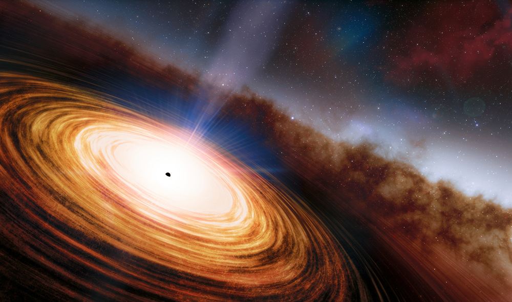 A quasar is a kind of active supermassive black hole. What they're eating may be seen in their light spectrum.