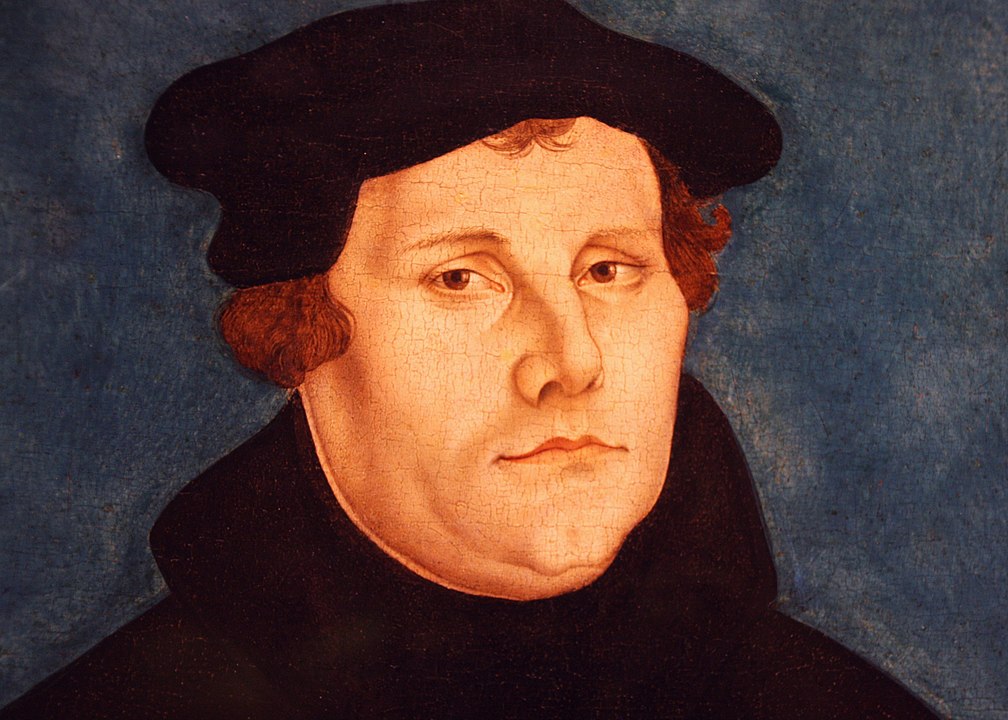 Martin Luther in 1528 by Lucas Cranach the Elder.  