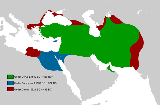 640px Achaemenid Empire under different kings flat map.svg