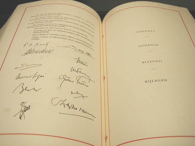 The signature page on the original Treaty of Rome