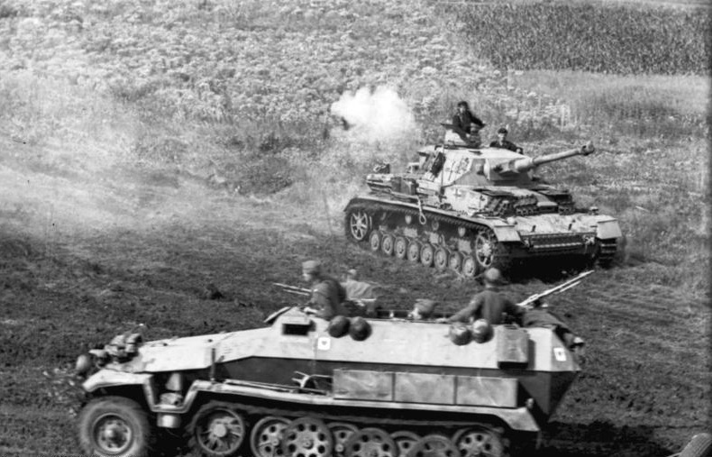 German Panzer IV and Sd.Kfz. 251 (Sonderkraftfahrzeug 251).