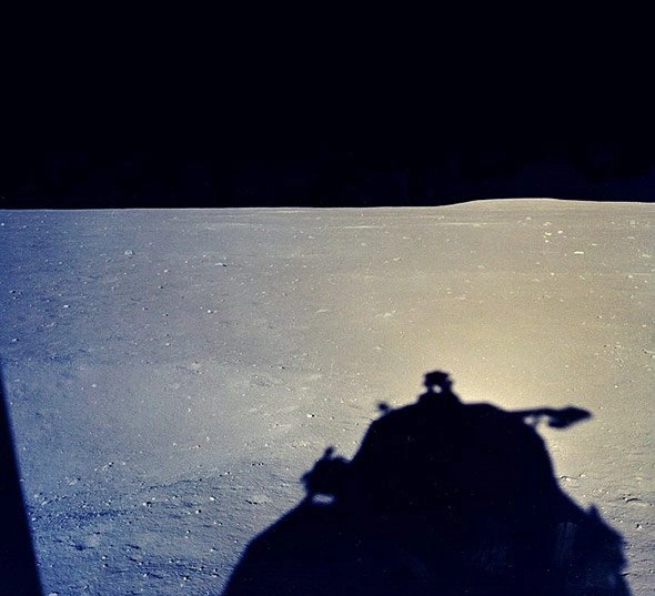 Lunar landscape as seen via the lander Eagles window