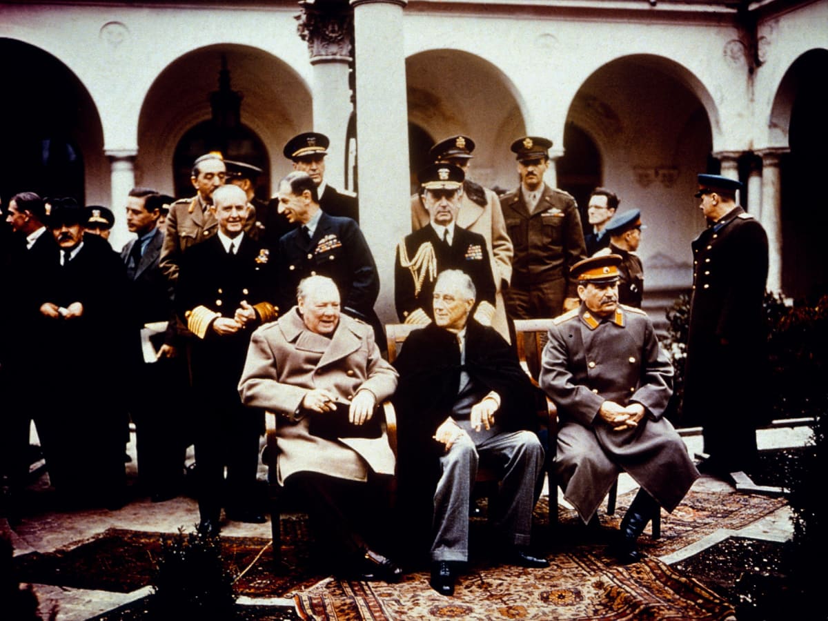 Churchill, Roosevelt and Stalin at the Yalta Confrence, 1945.