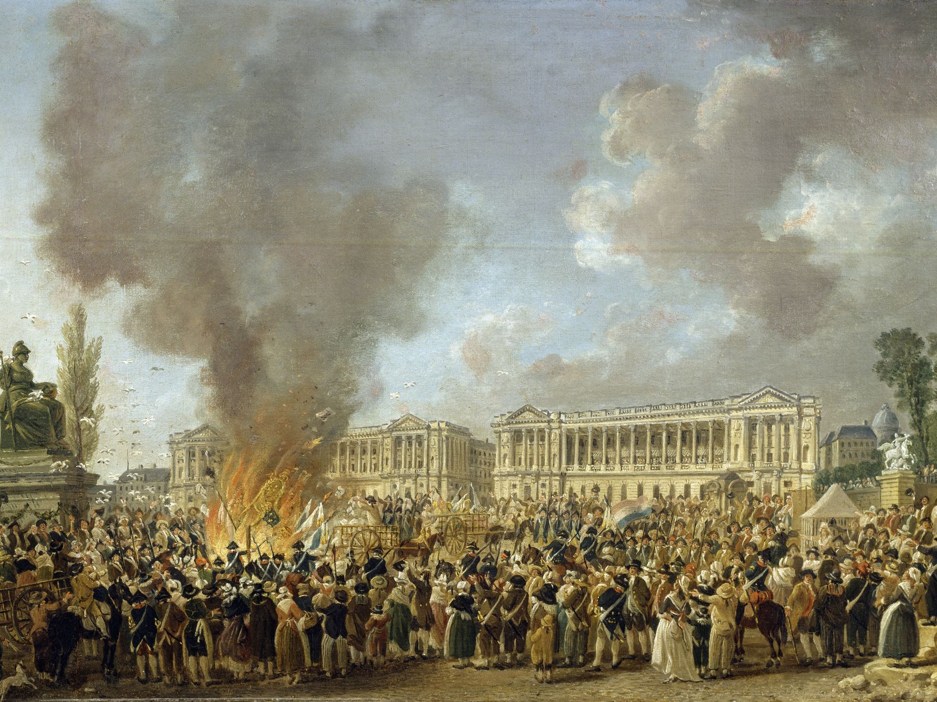 The French people destroying the emblems of the monarchy during the French Revolution