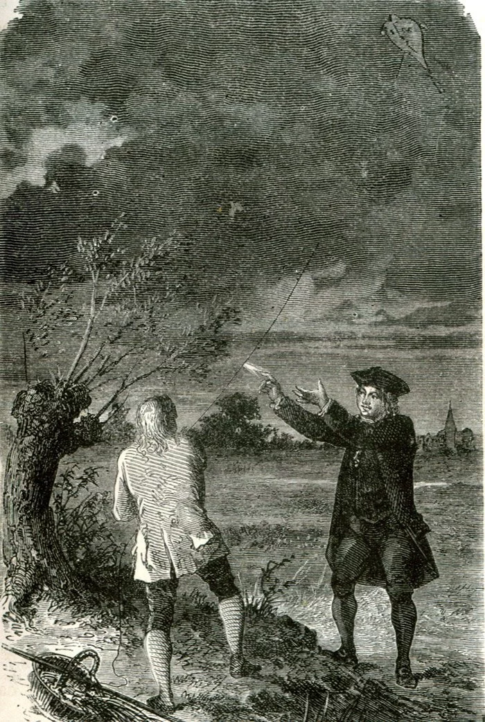 Kite experimentation by Benjamin Franklin