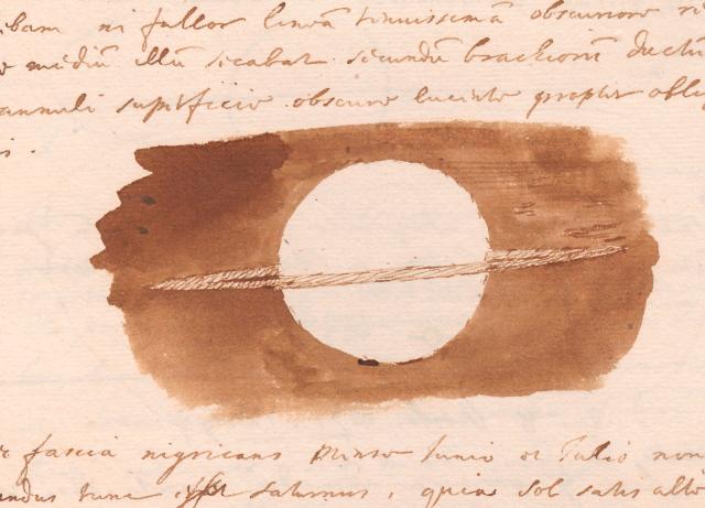 Drawing of Saturn, made by Christiaan Huygens