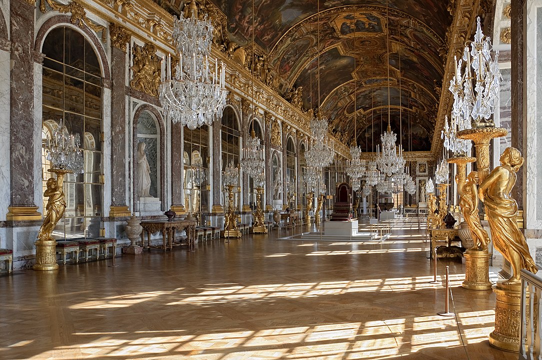 Galerie des Glaces (Hall of Mirrors) in the Palace of Versailles, Versailles, France.