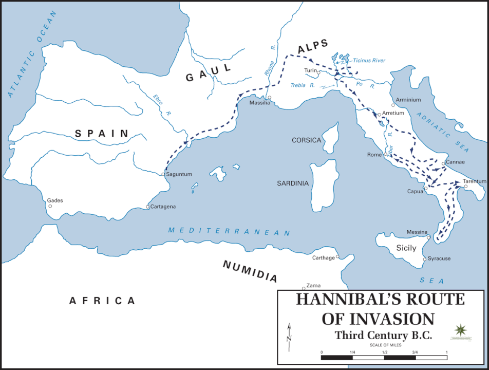 Hannibal's route of invasion.