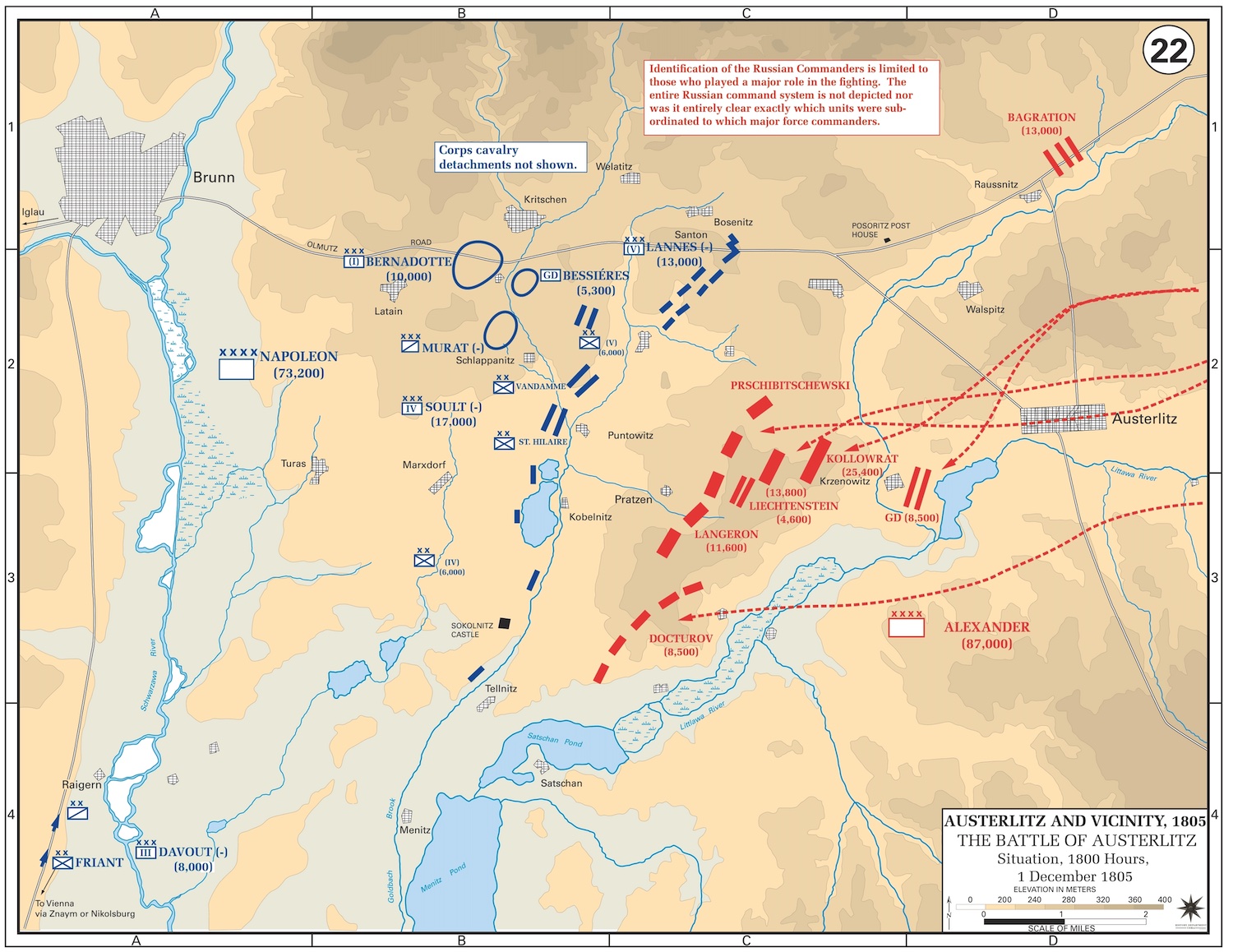 Battle of Austerlitz, Situation at 1800, 1 December 1805
