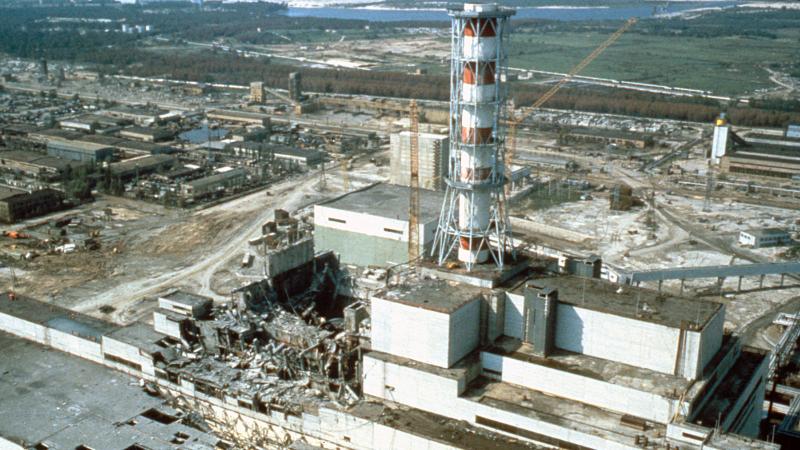 The Chernobyl nuclear power plant, May 1986,