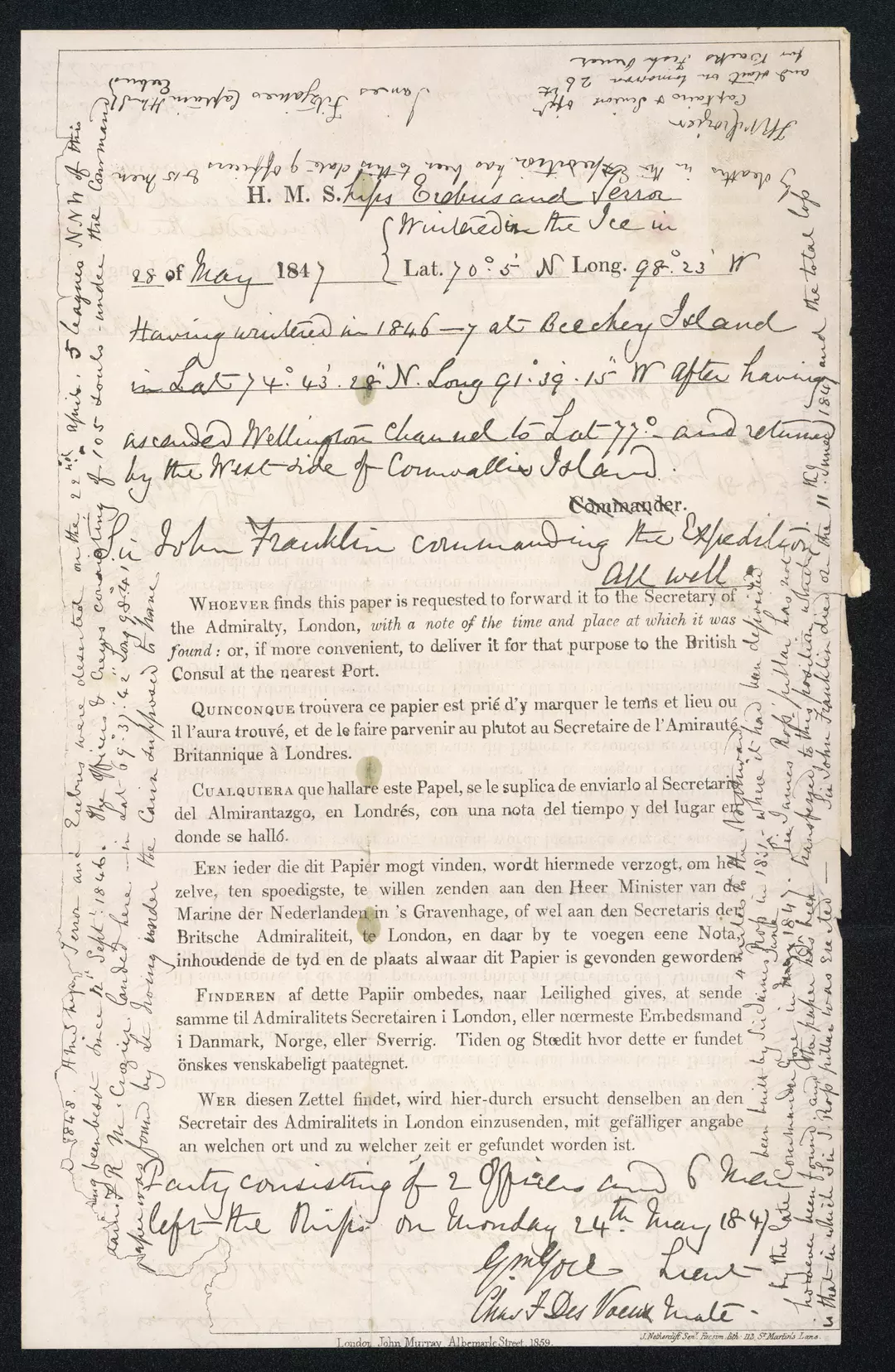 Document from the Franklin expedition