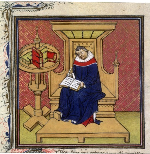 Illumination depicting Eginhard (14th - 15th century).
