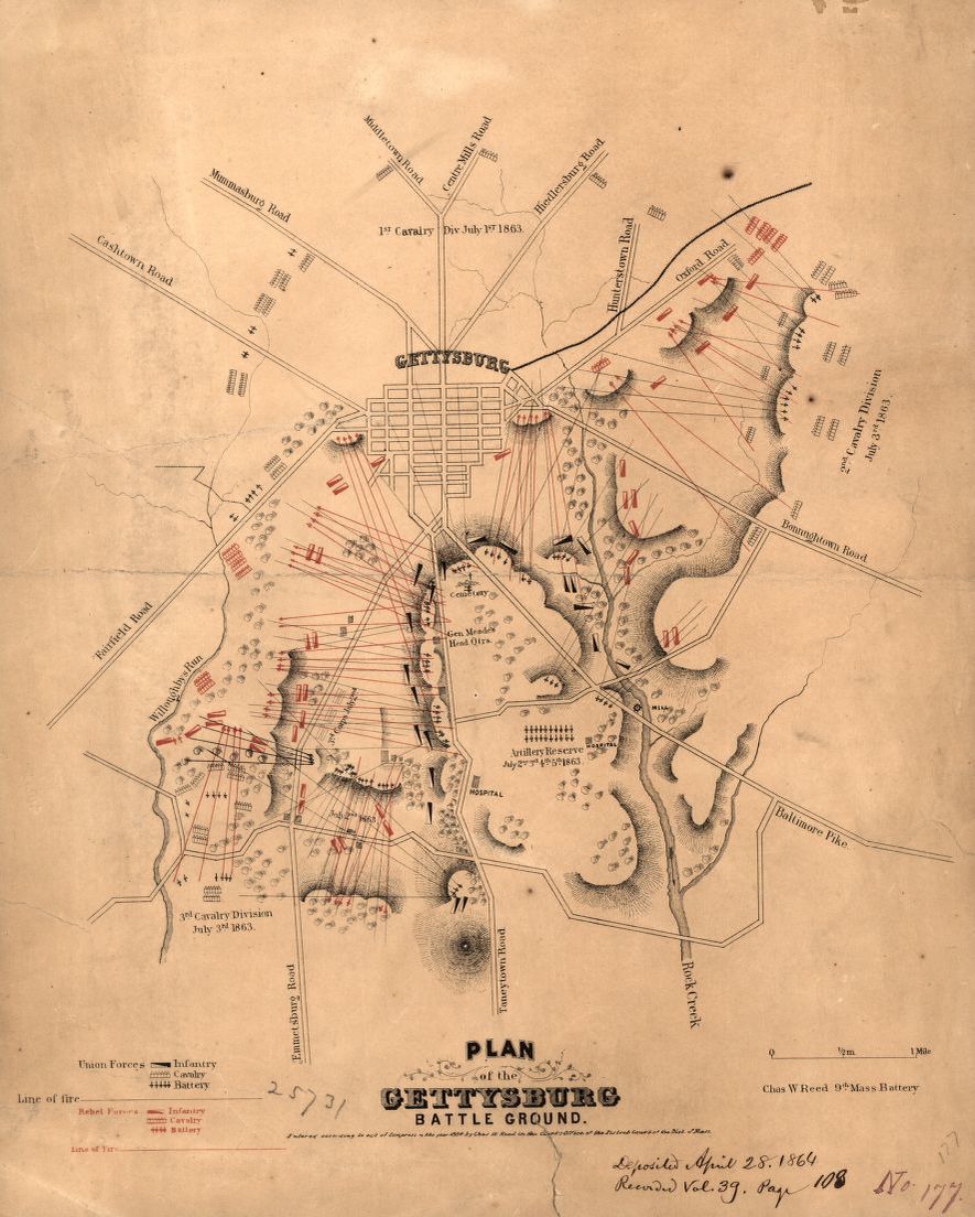 Plan of the Gettysburg battle ground