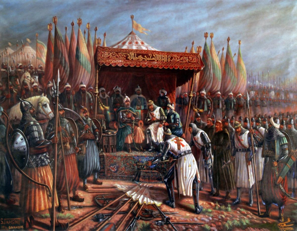 Saladin accepting the surrender of Guy of Lusignan.