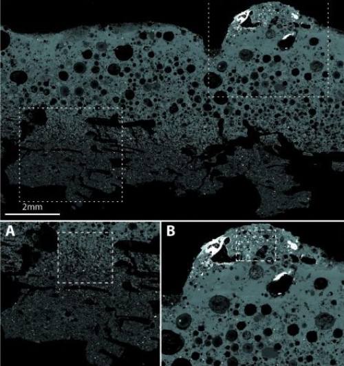 A picture of a cross-section of a pottery from a chalcolithic-age furnace Archaeometry