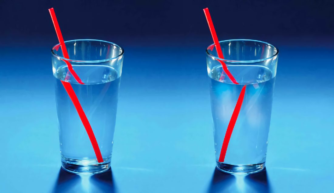 On the right is the effect of metamaterial on the light