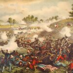 First Battle of Bull Run, chromolithograph by Kurz & Allison.