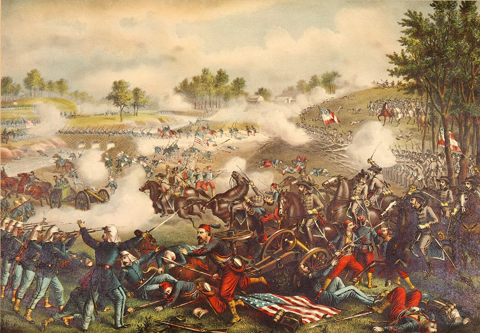 First Battle of Bull Run, chromolithograph by Kurz & Allison.