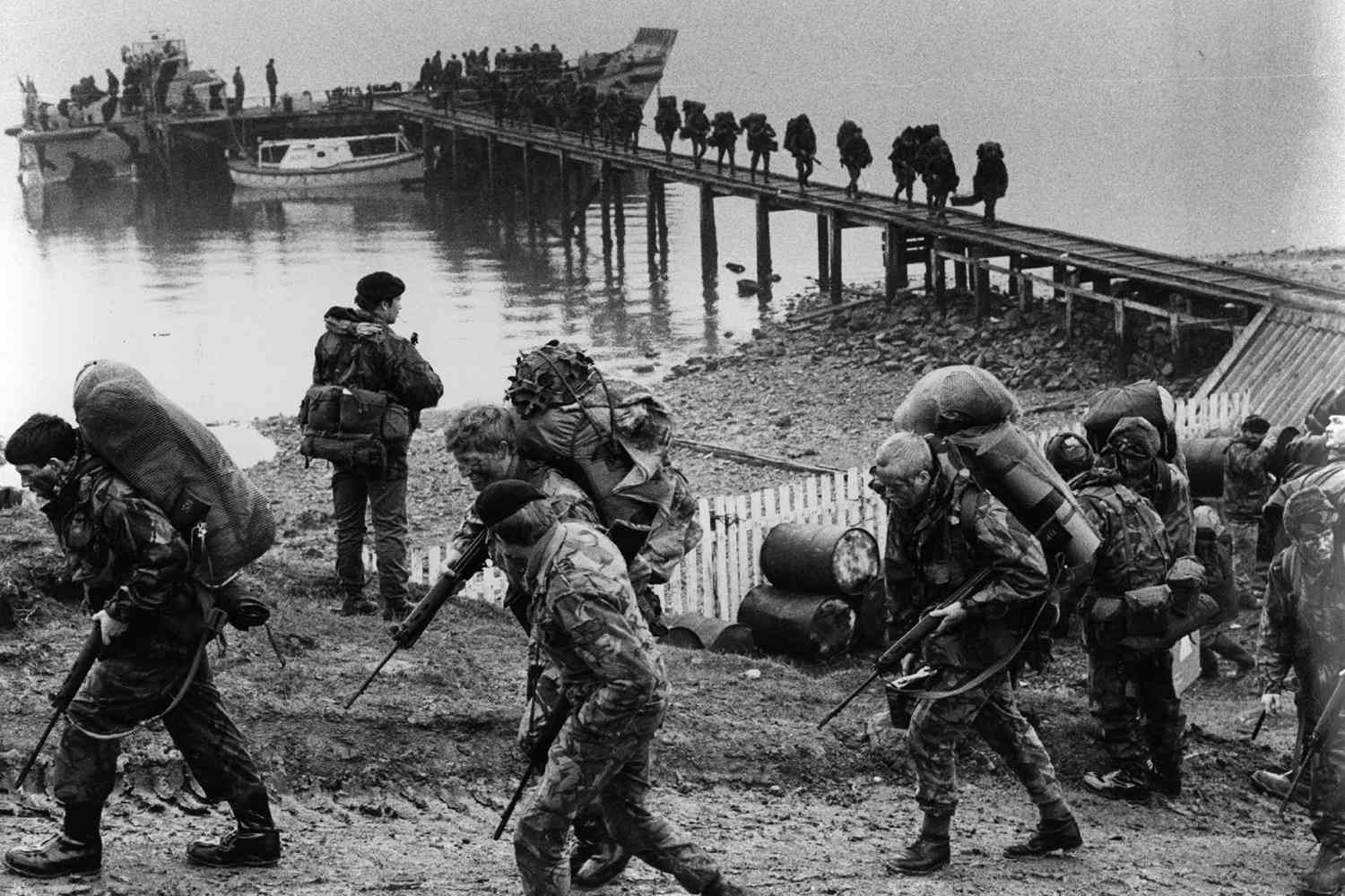 British troops during the Falklands War.