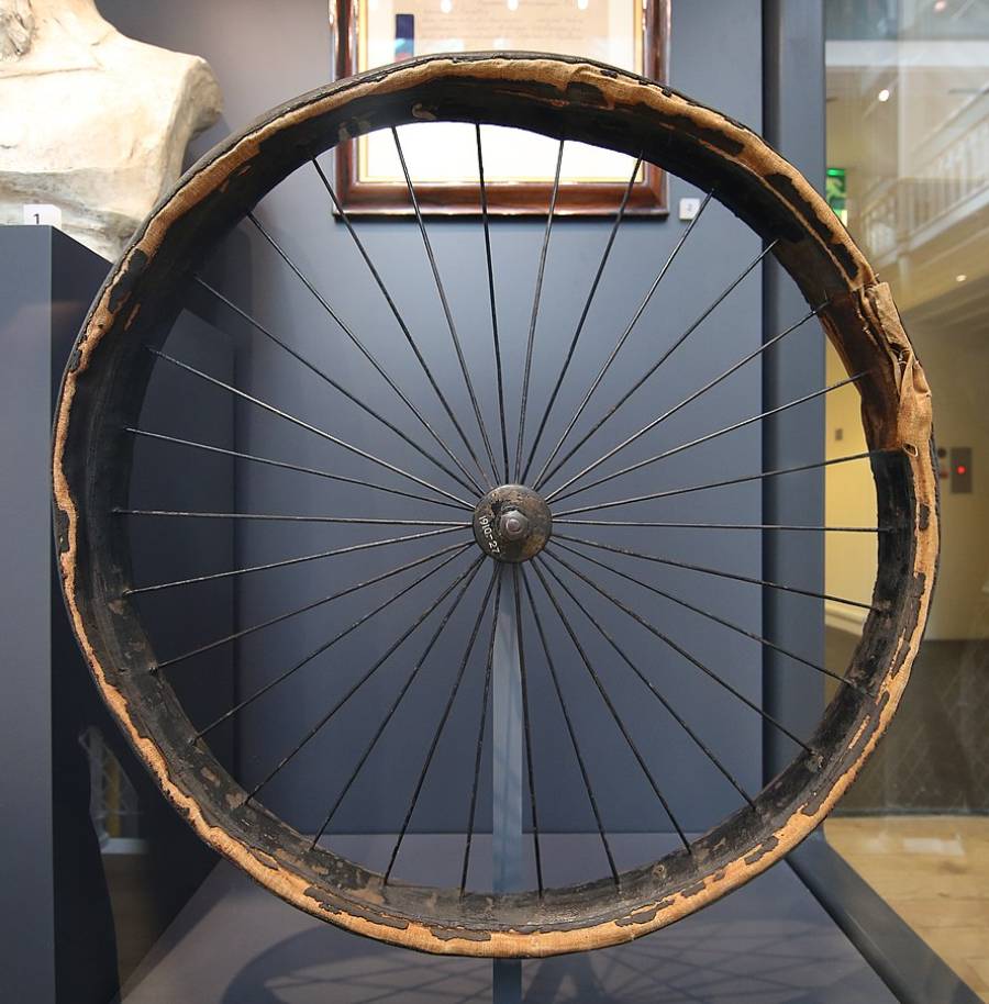 The Scottish National Museum in Edinburgh is home to the first Dunlop pneumatic tire ever made for a bicycle.