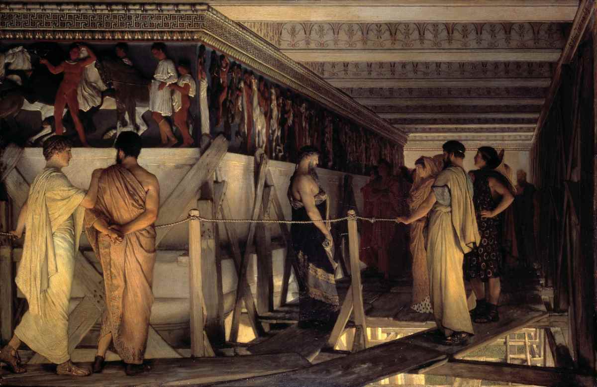 Phidias Showing the frieze of the Parthenon to his friends, by the painter Lawrence Alma-Tadema, 1868. 