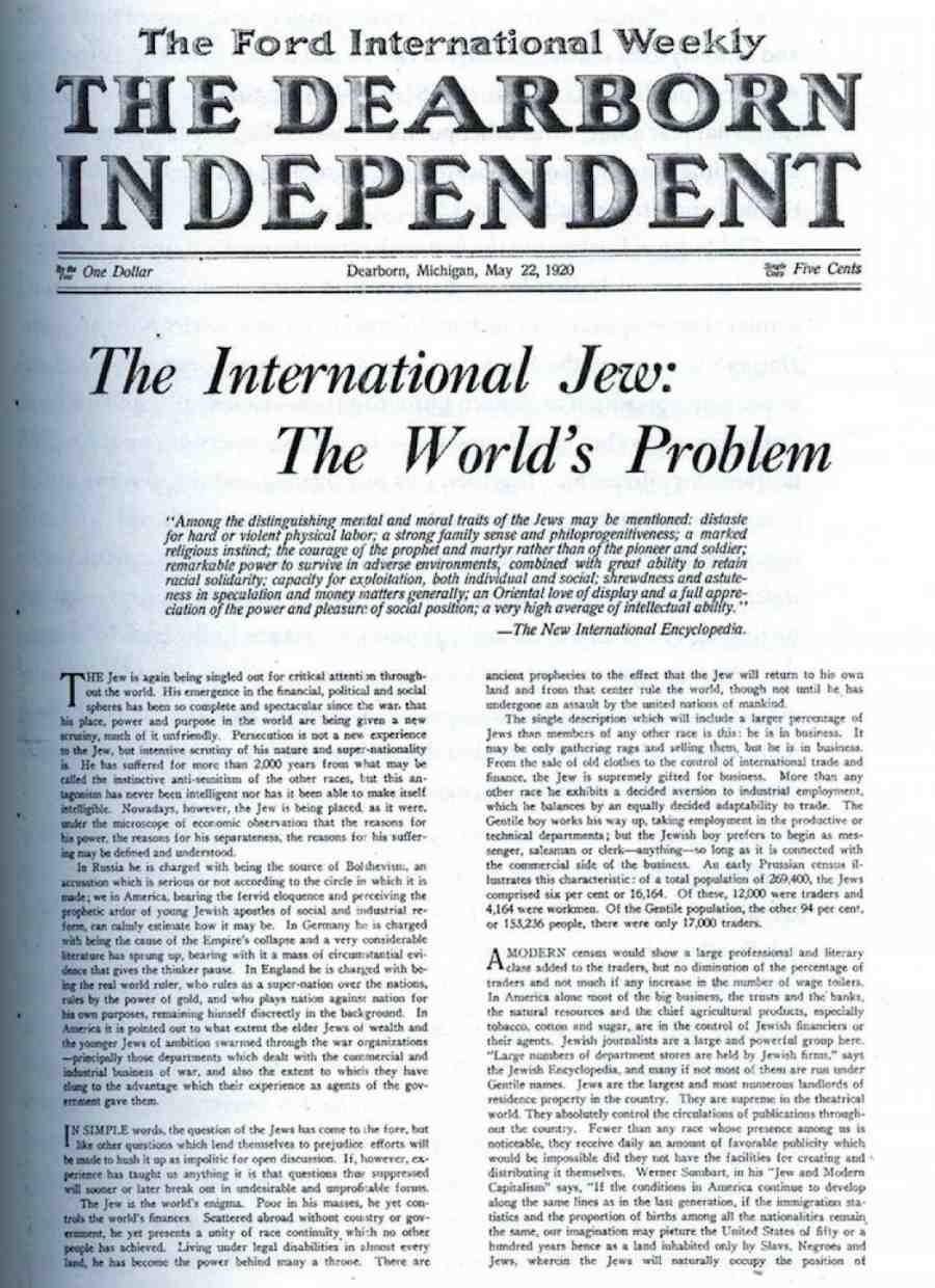 Henry Ford's "The International Jew: The World's Foremost Problem". 