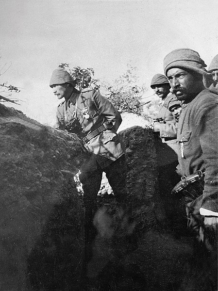 Mustafa Kemal (Atatürk) at the trenches of Gallipoli during World War I