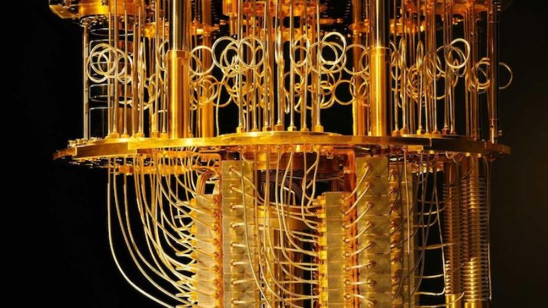 A cryostat and a quantum computer.