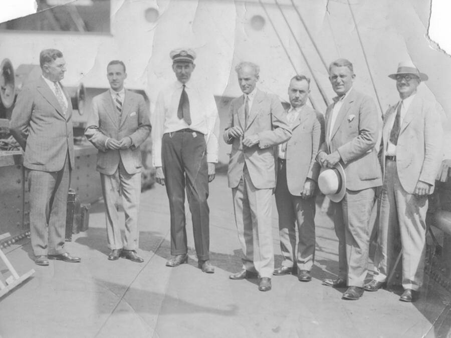 Boarding the Lake Ormoc, the ship that would transport much of the supplies required to build Fordlândia, were executives from Ford.