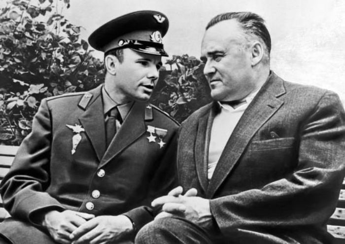 Yuri Gagarin and Sergei Korolev.