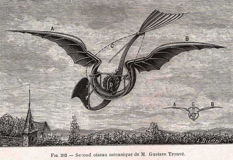 trouve flying machine bird