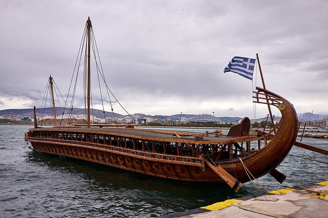 The reconstructed ancient Athenian trireme Olympias.