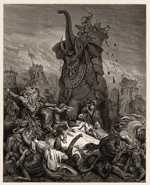 Death of Eleazer (illustration by Gustave Doré from the 1866 La Sainte Bible)
