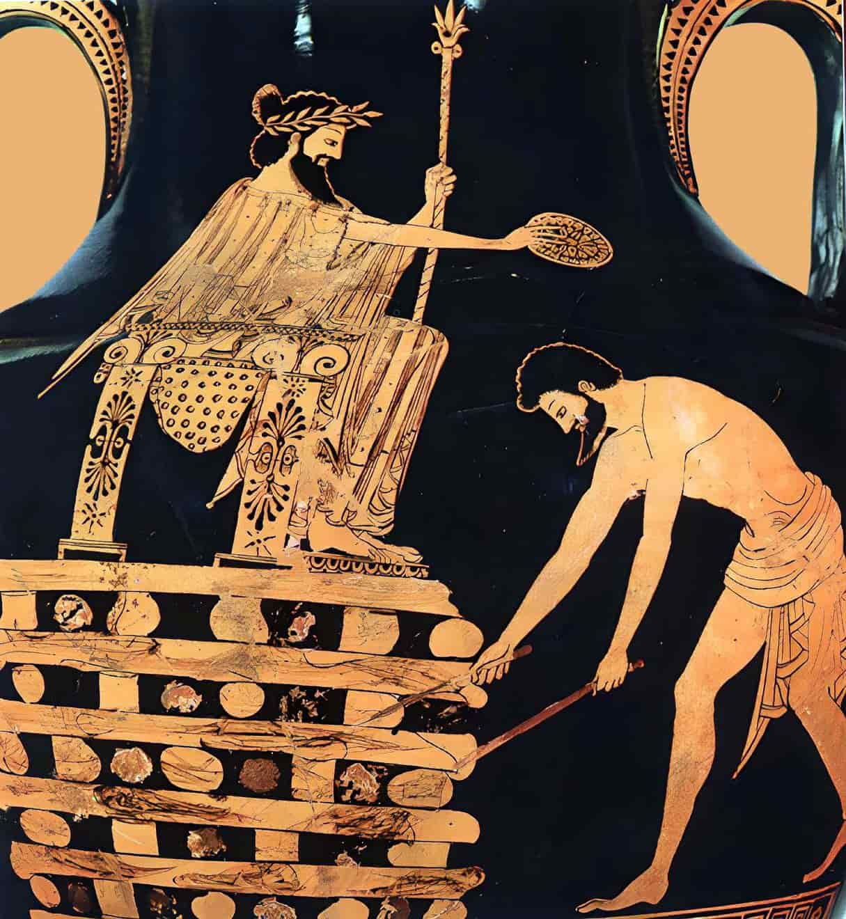 Croesus on Pyre, attic red figure amphora, c. 500–490 BC.