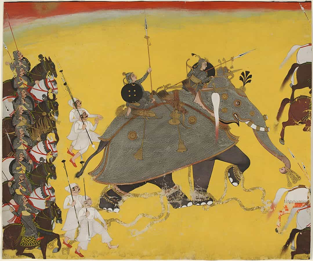 Battle elephant in a war