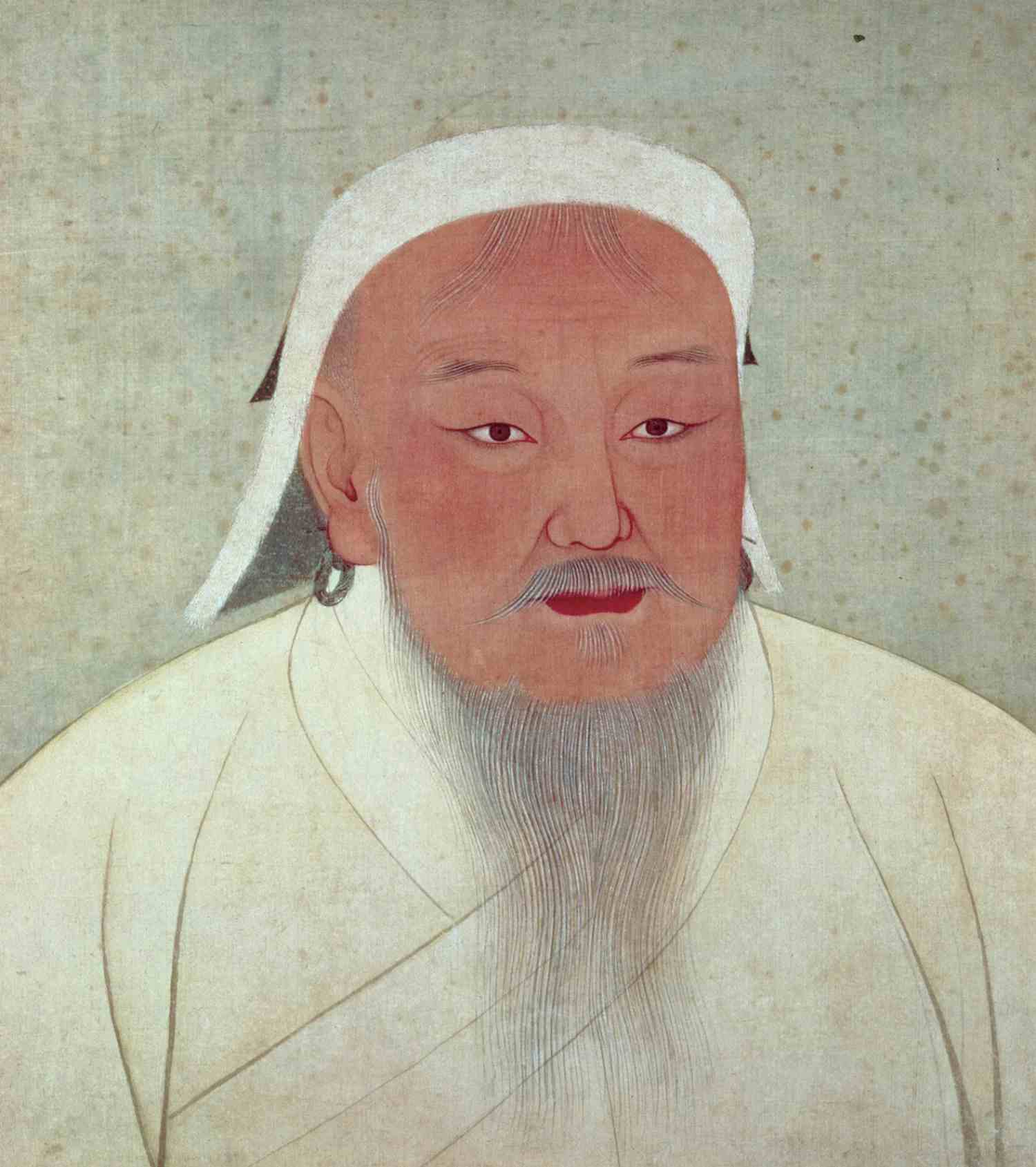 Genghis Khan's official portrait, painted after his death under the supervision of his grandson Kublai Khan. 