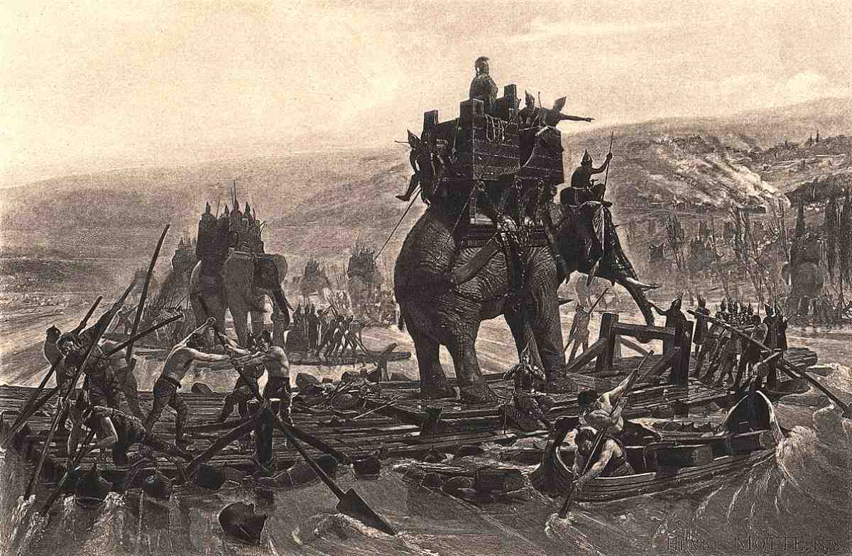 Hannibal's elephants with towers