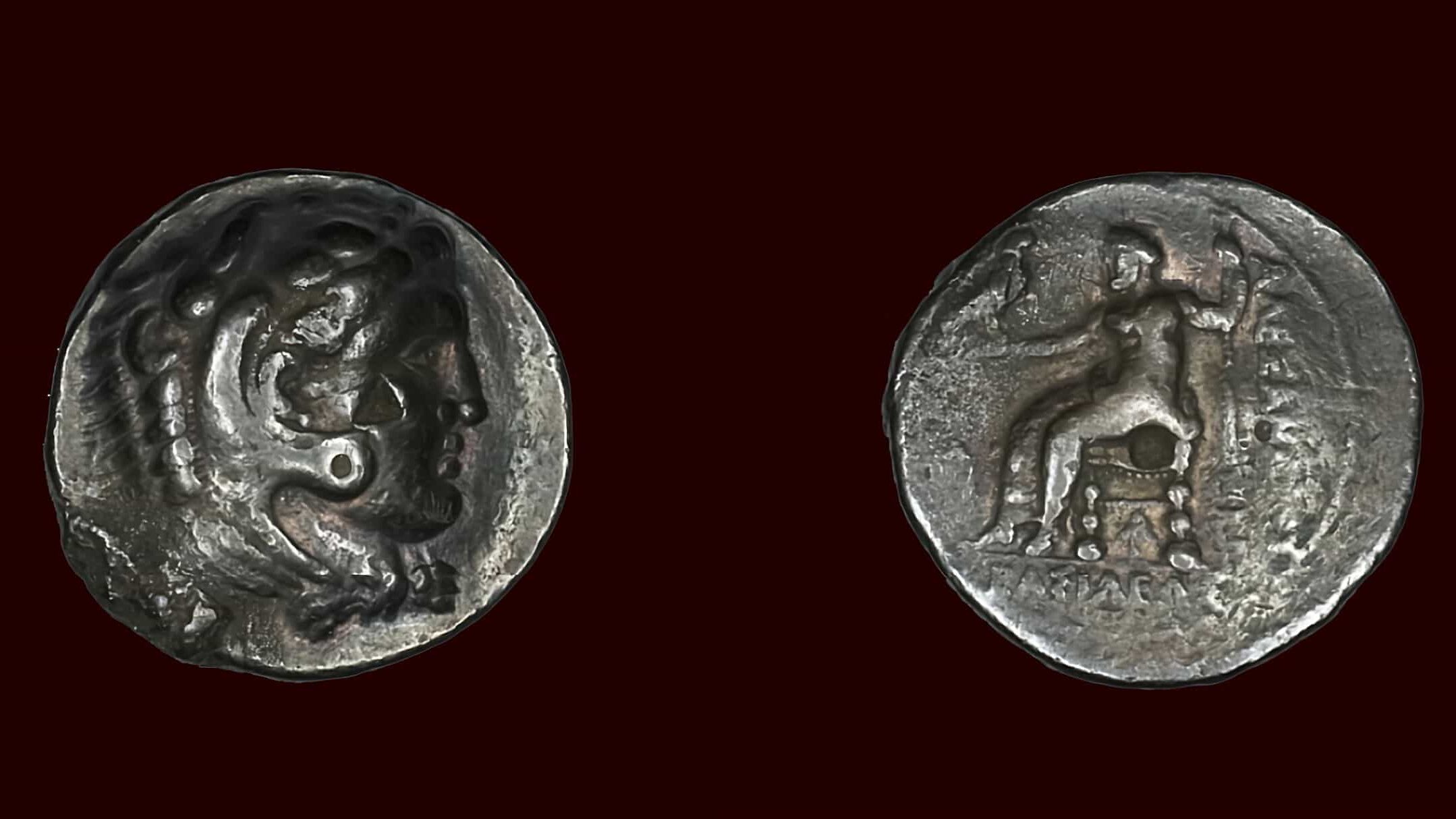 Tetradrachm coin portraying Alexander the Great, from 356-323 BC.