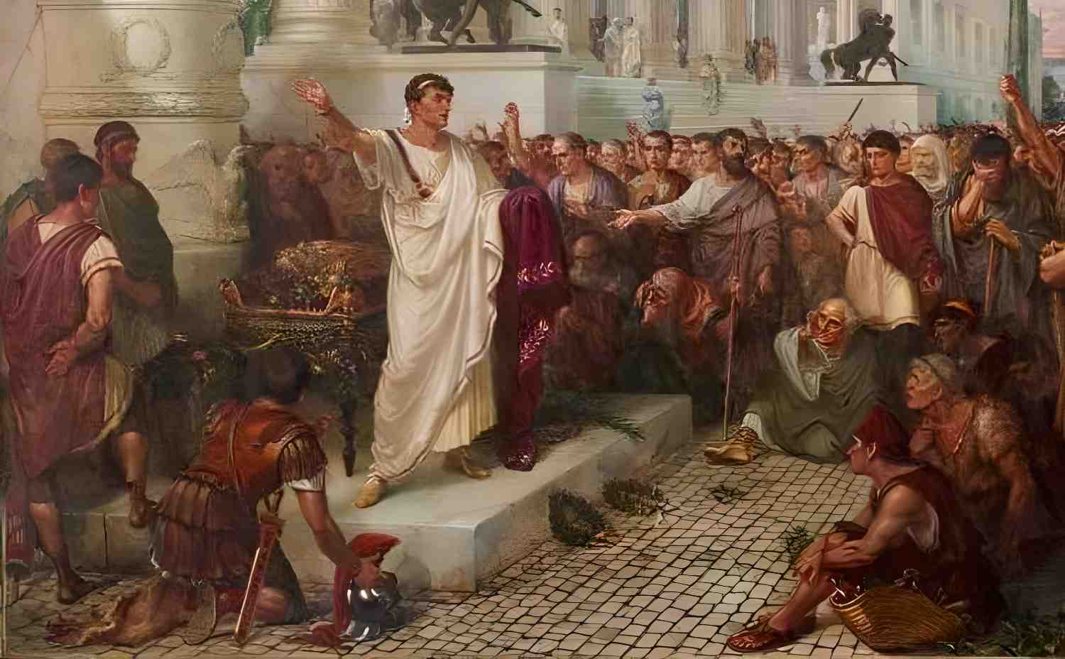 The painting of ancient Romans at the time of Julius Caesar.